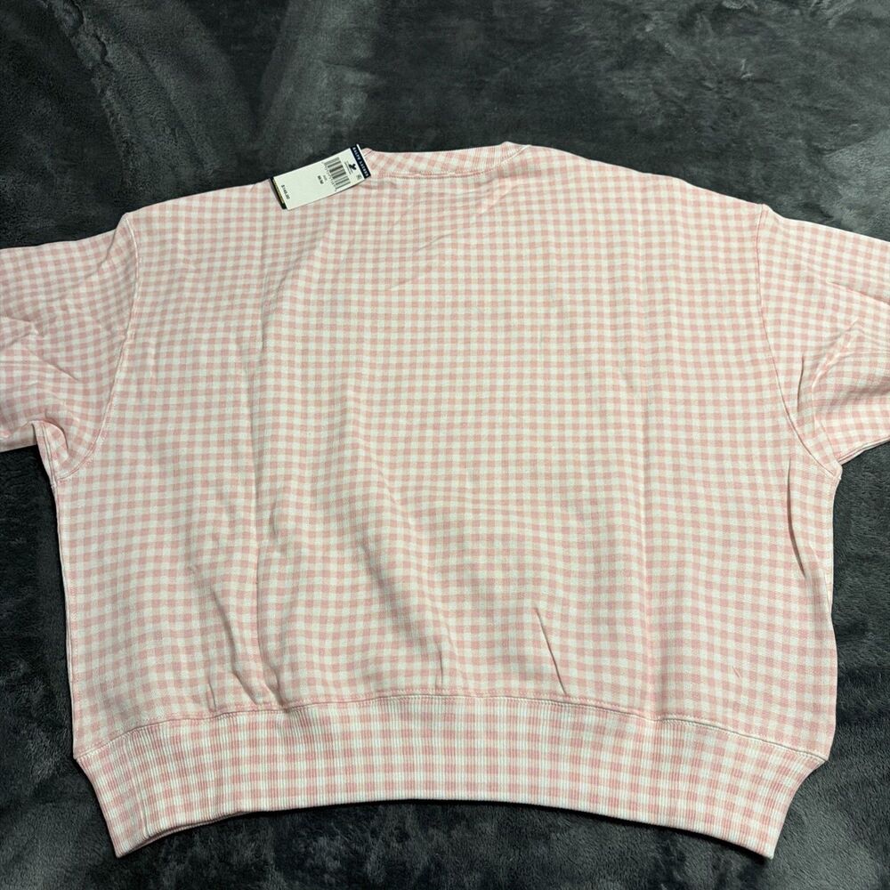 Medium Polo Ralph Lauren Gingham Fleece Sweatshirt Pink White - Picture 13 of 13